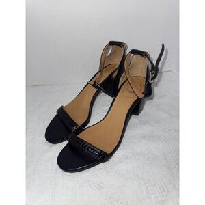 Jack Rogers Black Leather Block Heel Ankle Strap Sandals Dressy 8.5M